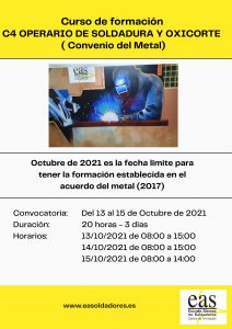 Curso de formación C4 OPERARIO DE SOLDADURA Y OXICORTE